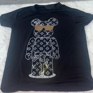 Sale lowest Men rhinestone black LV designer style Tshirt size XL